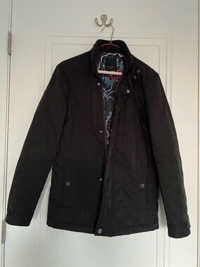 Ted Baker Men's Black Quilted Puffer Jacket with Patterned Lining